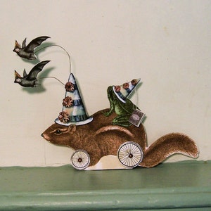 INSTANT Download Halloween Decoration Centerpiece - Digital Party Chipmunk And Frog Paper Doll Digital Download HP13H