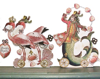 Merman Whimsical Doll - Flamingo Party Decor - Mermaid Accessories  SP05 S