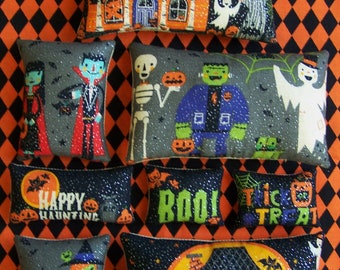 8 Halloween Ornies Trick or Treat Ghost Pumpkin Skeleton Vampire Frankenstein Ornies Pillows Tucks Shelf Sitters Party Decoration Decor Gift