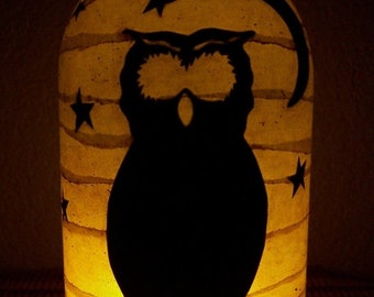 Halloween Owl Lantern Candle Holder Luminary Party Decoration Porch Mantel Autumn Fall Gift Primitive Grungy