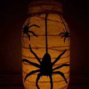 Grungy Primitive Halloween Spider Lantern Luminary Light Candle Holder Porch Mantel Decoration Home Decor Gift Fall Autumn Home