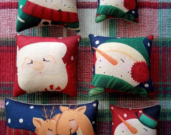 Set of 6 Prim Christmas Ornies Tucks Bowl Fillers Pillows Shelf Sitter Home Decor Holiday Decoration Stocking Stuffer Gift