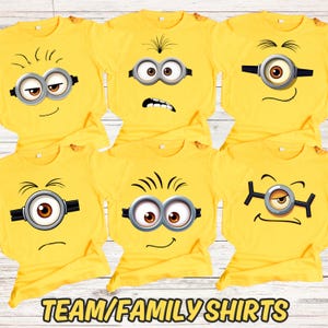 Personalised Minion Family Shirt Cute Minion Birthday Shirt Funny Graphic Shirt Cute Cartoon Character Top Minion Lover Funny the Minion Tee