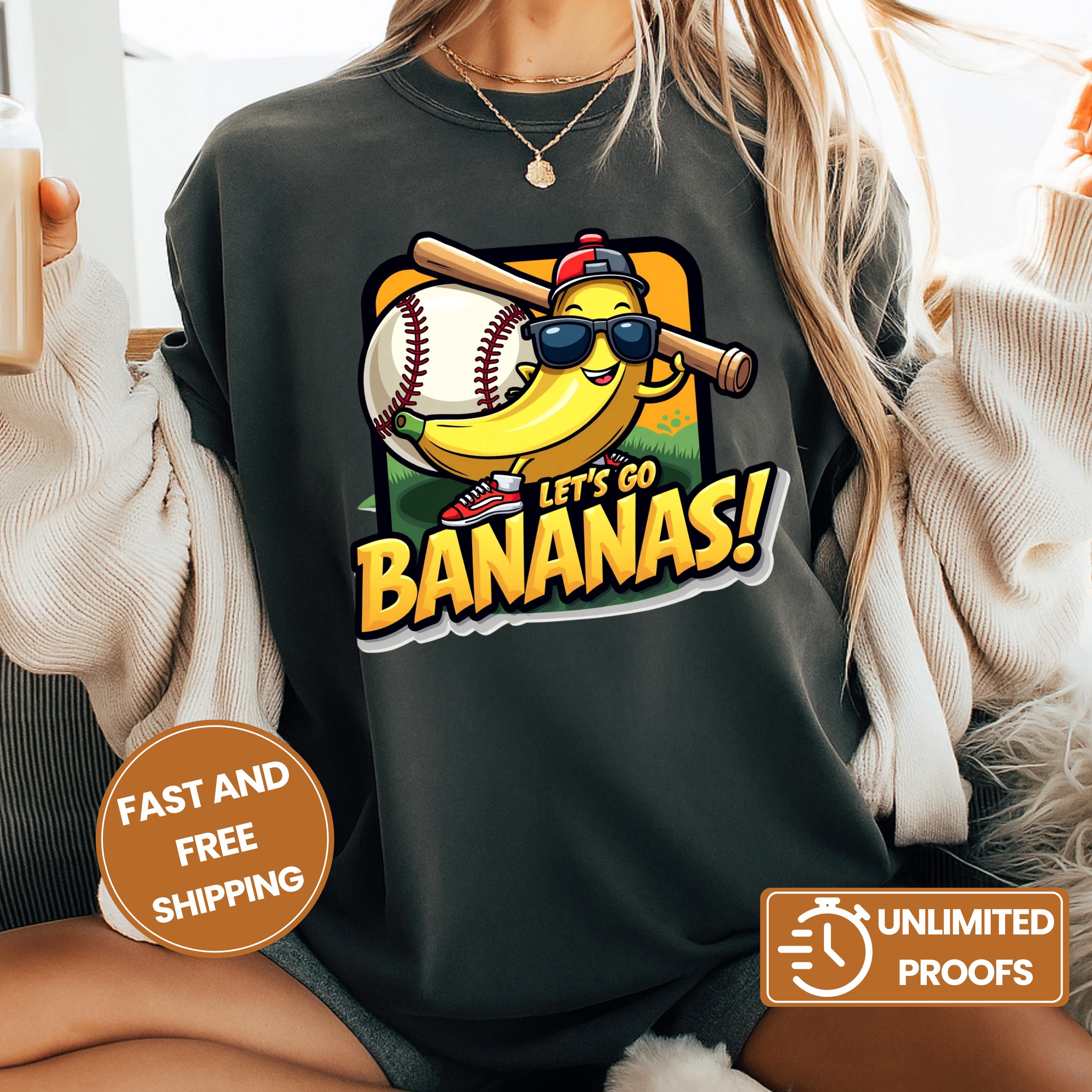 30 Let's Go Bananas Baseball Shirt Funny Banana Playing Baseball Tee Sports Team Mascot Cute Banana Sports,Minion Banana Shirt Game Day Gift
