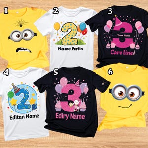 Camiseta de cumpleaños de Minion personalizada, linda camiseta de cumpleaños de Minion, divertida camiseta gráfica, linda camiseta de personaje de dibujos animados, divertida camiseta de Minion