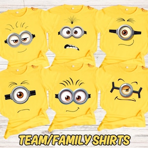 Personalised Minion Family Shirt Cute Minion Birthday Shirt Funny Graphic Shirt Cute Cartoon Character Top Minion Lover Funny the Minion Tee