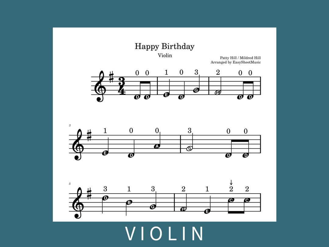Happy Birthday | EASY Violin Sheet Music & Audio, PDF/MP3 Download - Etsy