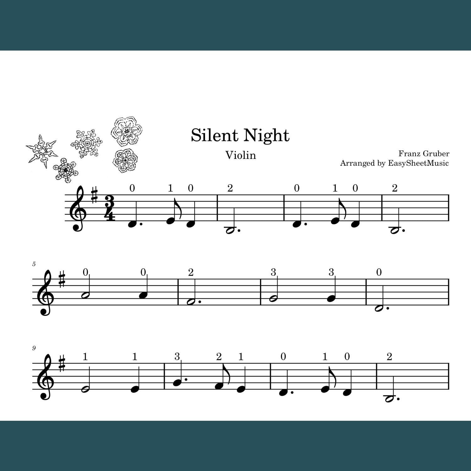 Silent Night EASY Violin Sheet Music Audio Holiday Digital Download