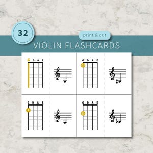 Violin Flashcards Treble Clef, First Position Flash Cards, Fingerboard Note Chart, PDF Download