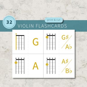 Flashcards viool, viool muzieknootnamen flashcards, vingerkaart viool, eerste positie, leermiddelen