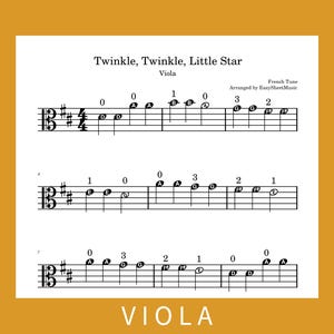 Twinkle Twinkle Little Star | EASY Bladmuziek en audio voor altviool, pdf-mp3-download