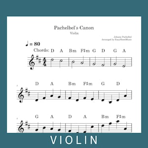 Pachelbel Canon VEREINFACH | EASY Violine Noten & Audio, Pachelbel's Canon in D, PDF/MP3 Download