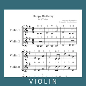 Buon compleanno duetto per violino / FACILE spartito per violino e audio, download PDF/MP3