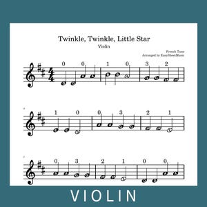 Twinkle Twinkle Little Star / Partitura y audio para violín (FÁCIL), descarga PDF/MP3