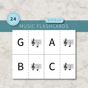 Flashcards de notas musicais, Flashcards de clave de sol, Download em PDF