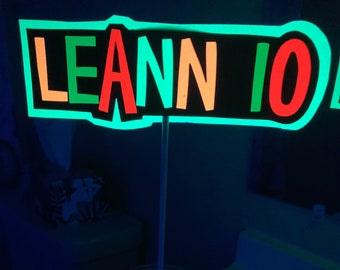 Glow Party Centerpiece, Neon Table Centerpiece, Personalized Glow Decor, UV Reflective Glow Party Decoration, Fluorescent Neon Table Sign