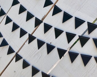 40th Birthday Party Decoration, Black Garland, , Triangle Bunting,