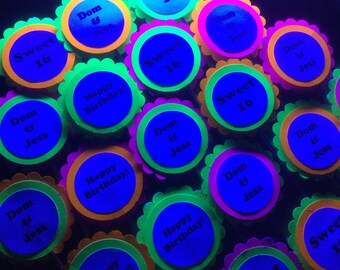 Glow Party Decorations Black Light Neon Party Tags And Etsy