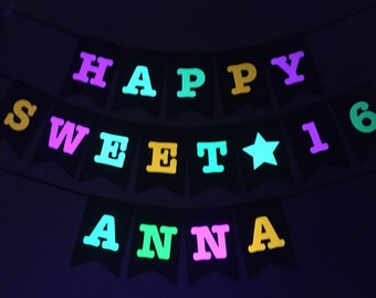 Purple Glare Personalized Sweet Sixteen 16 Birthday Banner Party Decoration