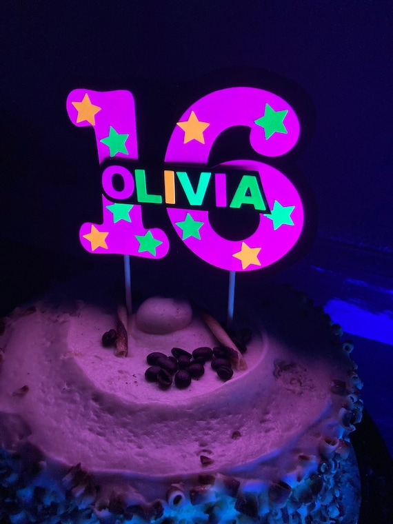 Buy Glow Party Cake Topper, Neon Birthday Cake Topper, Personalized Cake  Topper, UV Reflective Cake Decoration, Fluorescent Neon Cake Decor Online  in India 