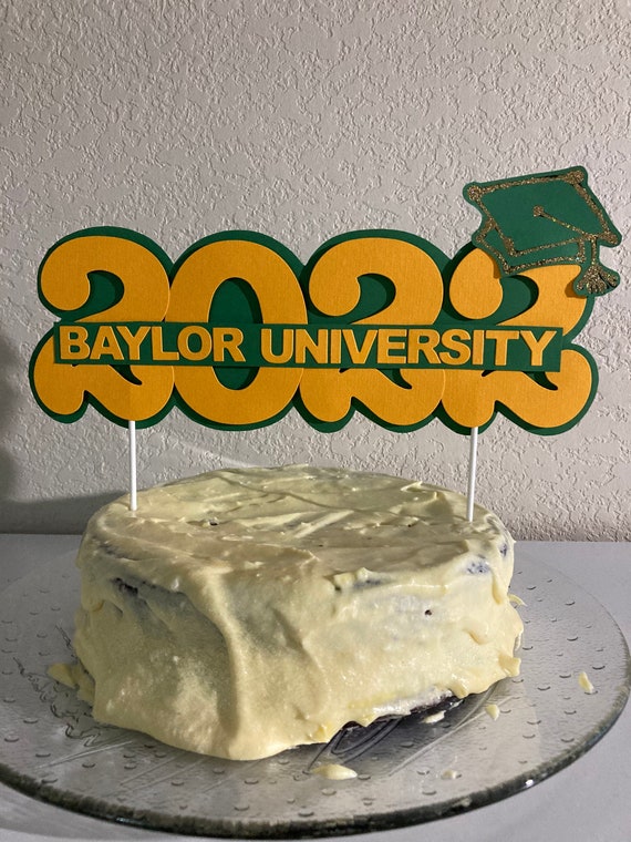 Graduation Cake Topper, University Graduation, Graduation Party, Cake Decor, Class of 2022, Baylor University, Green and Gold, Grad Decor Il_570xn