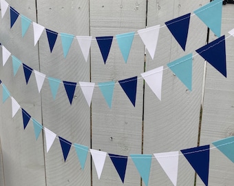 Graduation Decoration, Light Blue and Navy Garland, Columbia University, College Bed Party, Triangle Bunting, Chapel Hill, Dorm Decoration