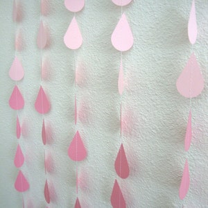 Ombre pink raindrop garland for baby sprinkle, pink bridal shower garland, ombre sprinkle garland, ombre raindrops image 1