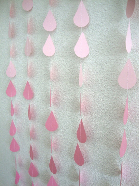 Ombre Pink Raindrops, Baby Sprinkle Garland, Pink Raindrop Garland, Girl Baby Shower Decor, Baby Shower Backdrop, Virtual Shower Il_570xn