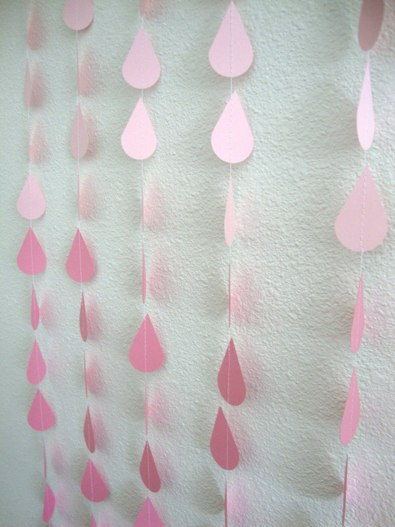 Ombre pink raindrop garland for baby sprinkle, pink bridal shower garland, ombre sprinkle garland, ombre raindrops image 1