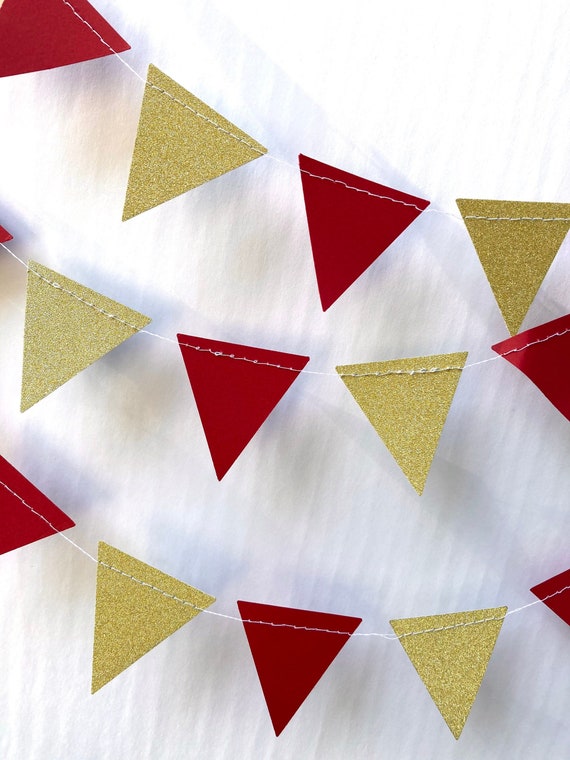 Glitter Graduation Decoration, Maroon and Glitter Gold, Glitter Garland, Triangle Bunting, USC Graduation, U of Minnesota Graduation Il_570xn