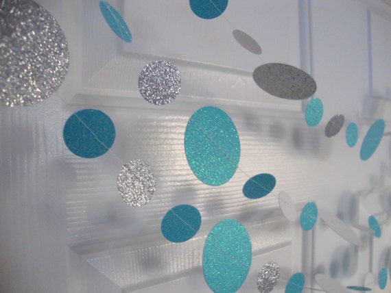Frozen Party Garland, Blue and Silver Glitter Garlands, Frozen Party Decor, Turquoise and Silver Garlands, Glitter Frozen Party Decorations Il_570xn