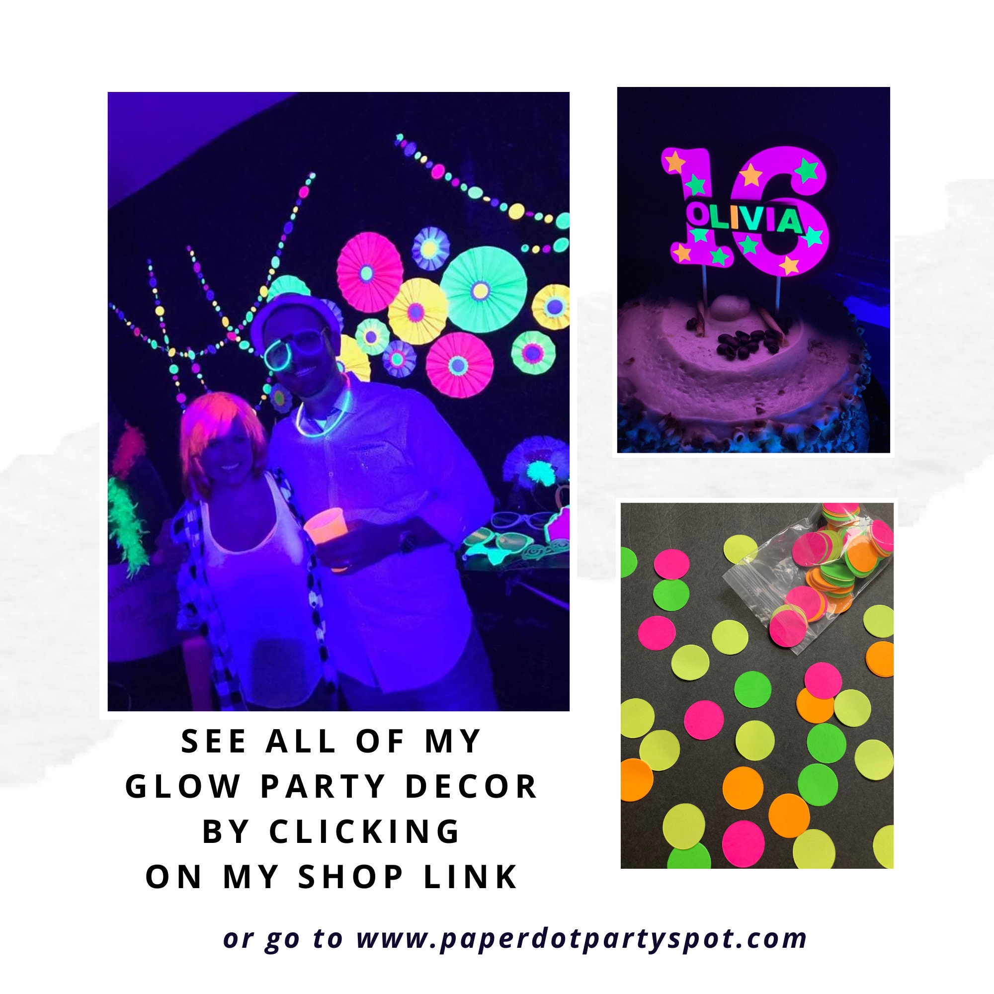 Glow Party Garland, Neon Party Decoration, 80s Party Decor, Glow Party  Hanging Decor, Skate Party Decor, Glow Party Polka Dot Garland 