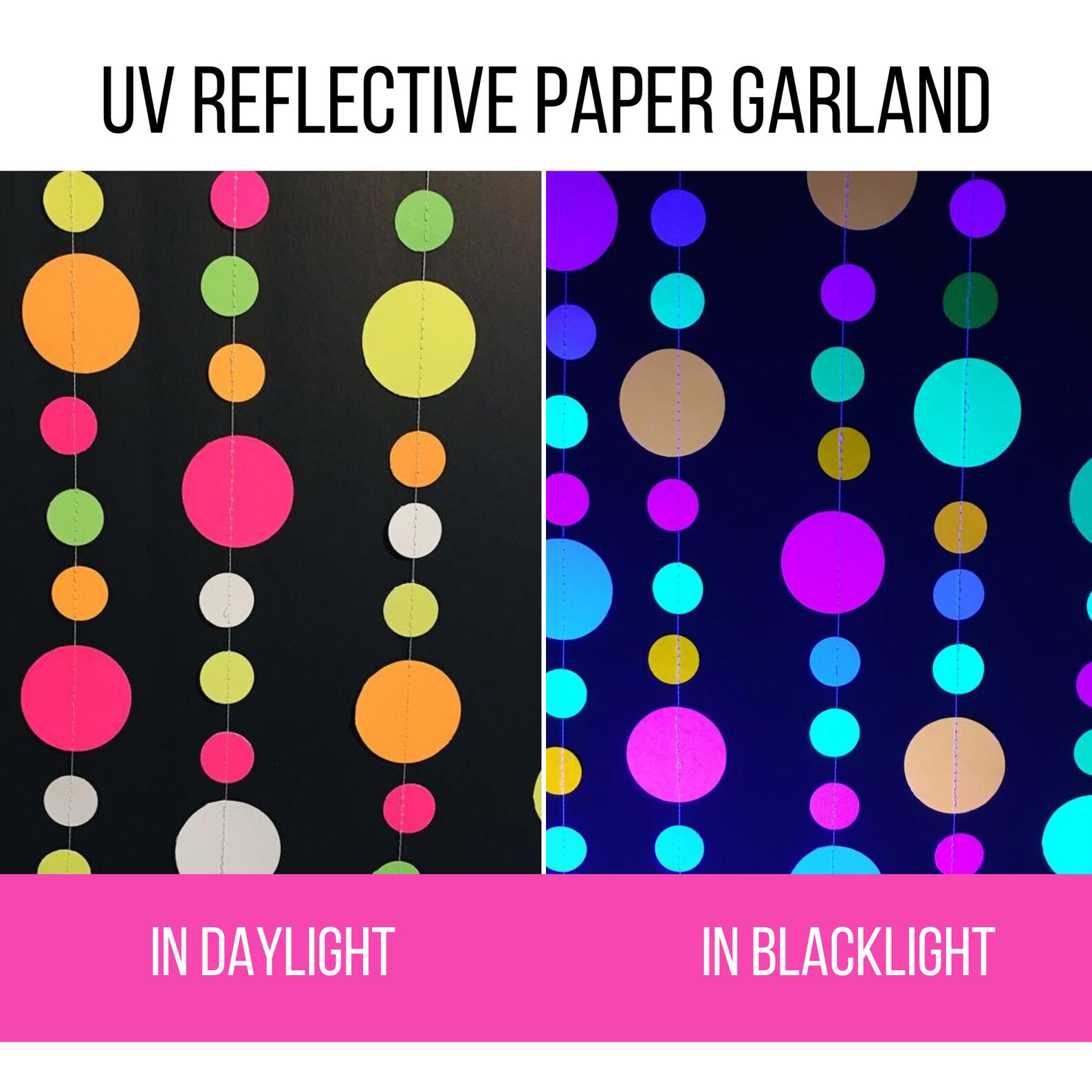 Glow Party Decorations Neon Hanging Garlands 50 2foot Glow Etsy