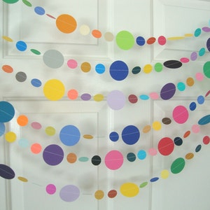 Colorful Garland, Paper Circle Garland, All Occasion Garland, Rainbow Birthday Garland, Fiesta Bunting, Celebration Decor, Bright Garland