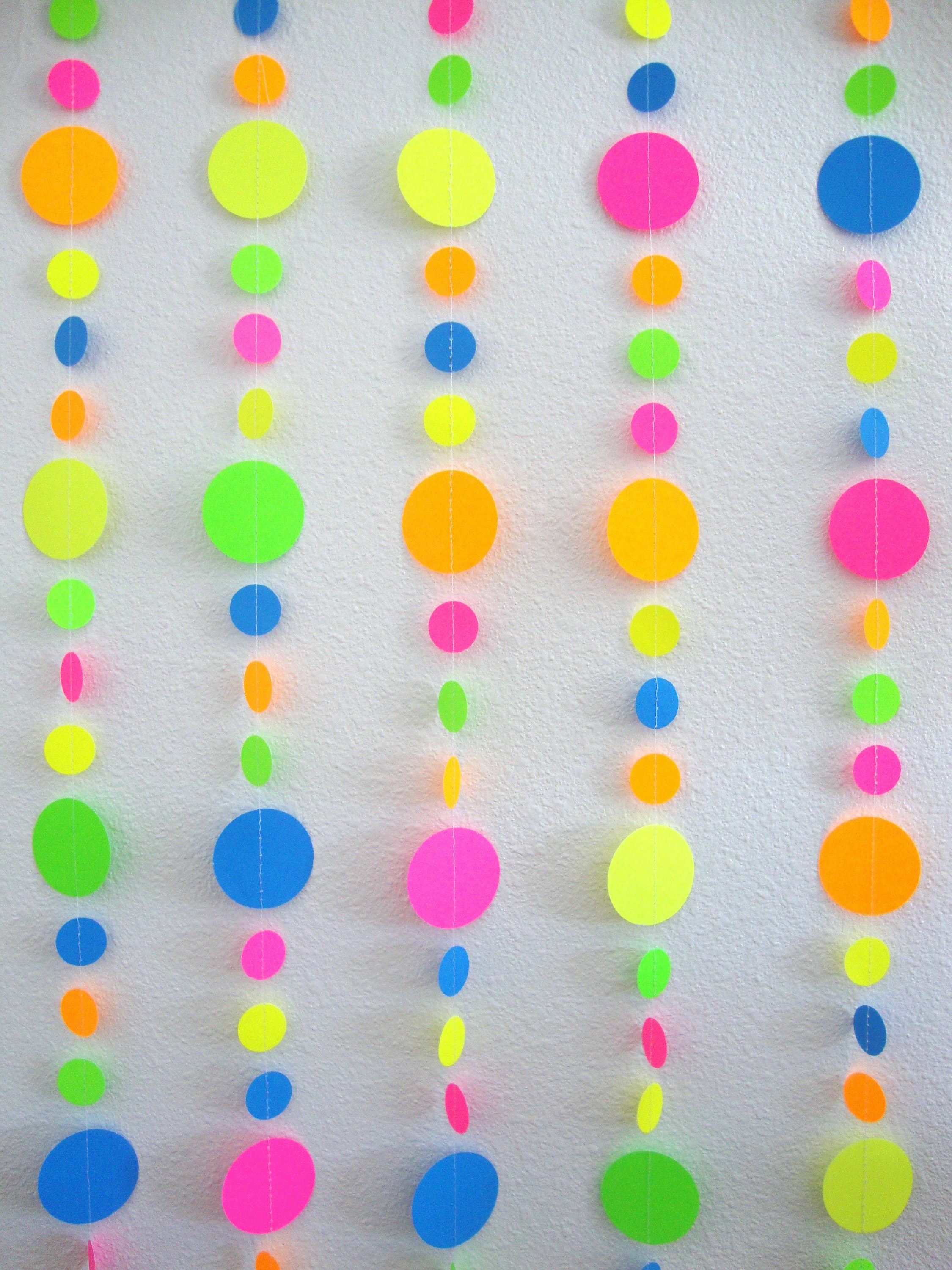 Great Choice Products Neon Paper Circles Garland Rave Black Light Birthday  Decorations, Glow In The Dark