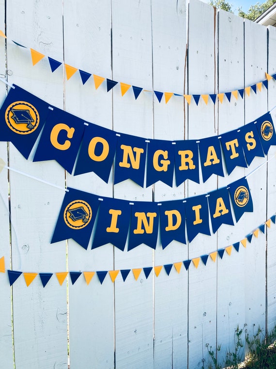 University of California Large Graduation Banner, CONGRATS Banner, Graduation Decor, UC Davis Grad, UC Berkeley Grad, Navy and Gold Decor