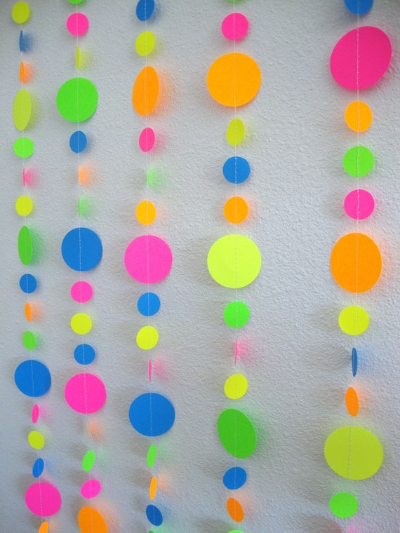Glow Party Garland, Retro Party Decor, Black Light Party, Glow in the Dark,  Triangle Circle Garland, Paper Garland, Neon Party, 80s Party by Paper Dot  Party Spot