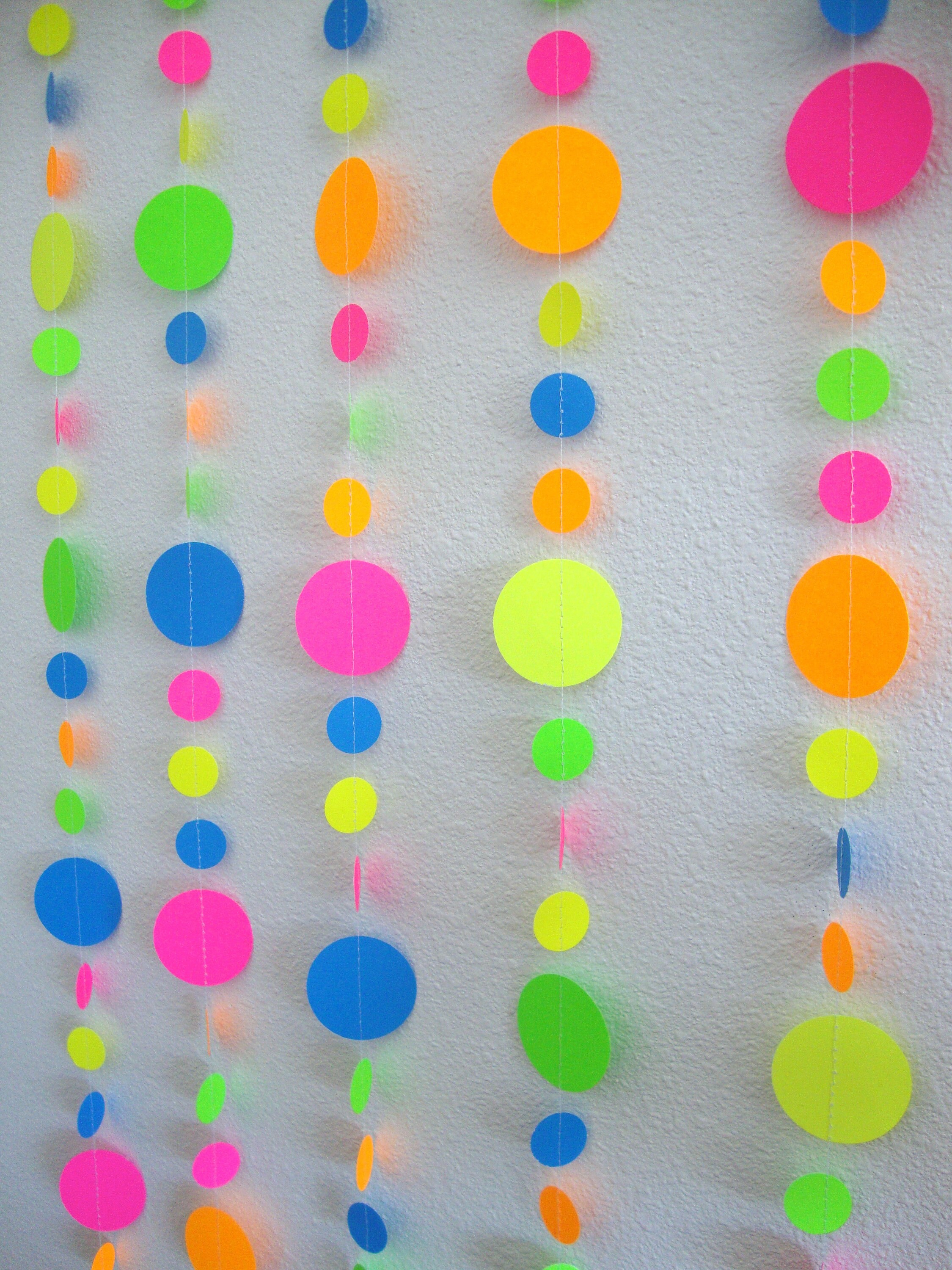 Glow Party Neon Garlands, Retro 80s Decor, Black Light Party Decorations,  Glow in the Dark Party Backdrop 