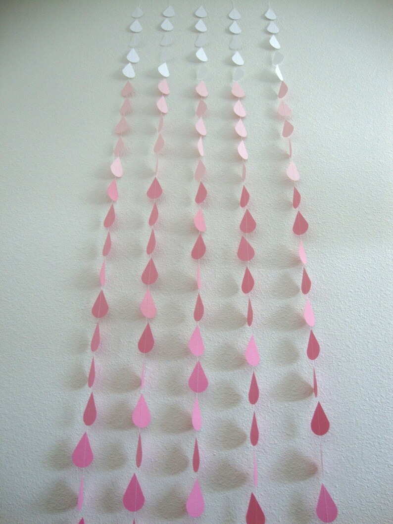 Ombre pink raindrop garland for baby sprinkle, pink bridal shower garland, ombre sprinkle garland, ombre raindrops image 3