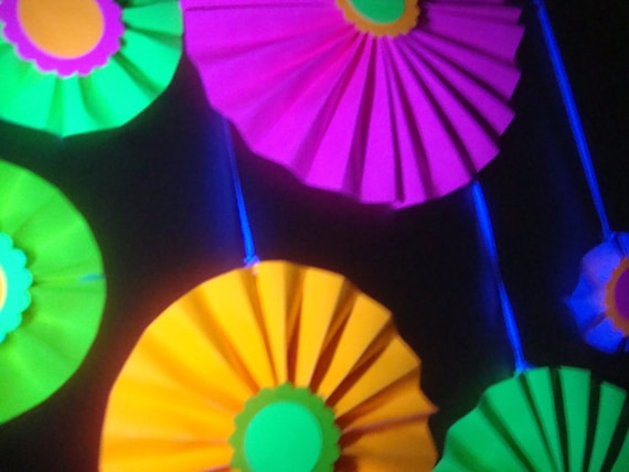 Glow Party Decorations, Neon Paper Fan, Neon Decorations, Glow in