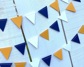 Graduation Decoration, Blue and Gold, Graduation Garland, Triangle Bunting, UC Berkeley Graduation, U of California Grad, Dorm Decoration