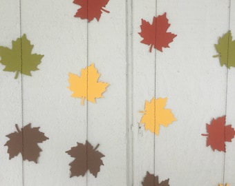 Fall Leaf Garland, Paper Leaf Bunting, Autumn Garland, Autumn Decor, Fall Decor, Fall Fireplace Mantel Decoration, Dorm Decor, Autumn Leaves