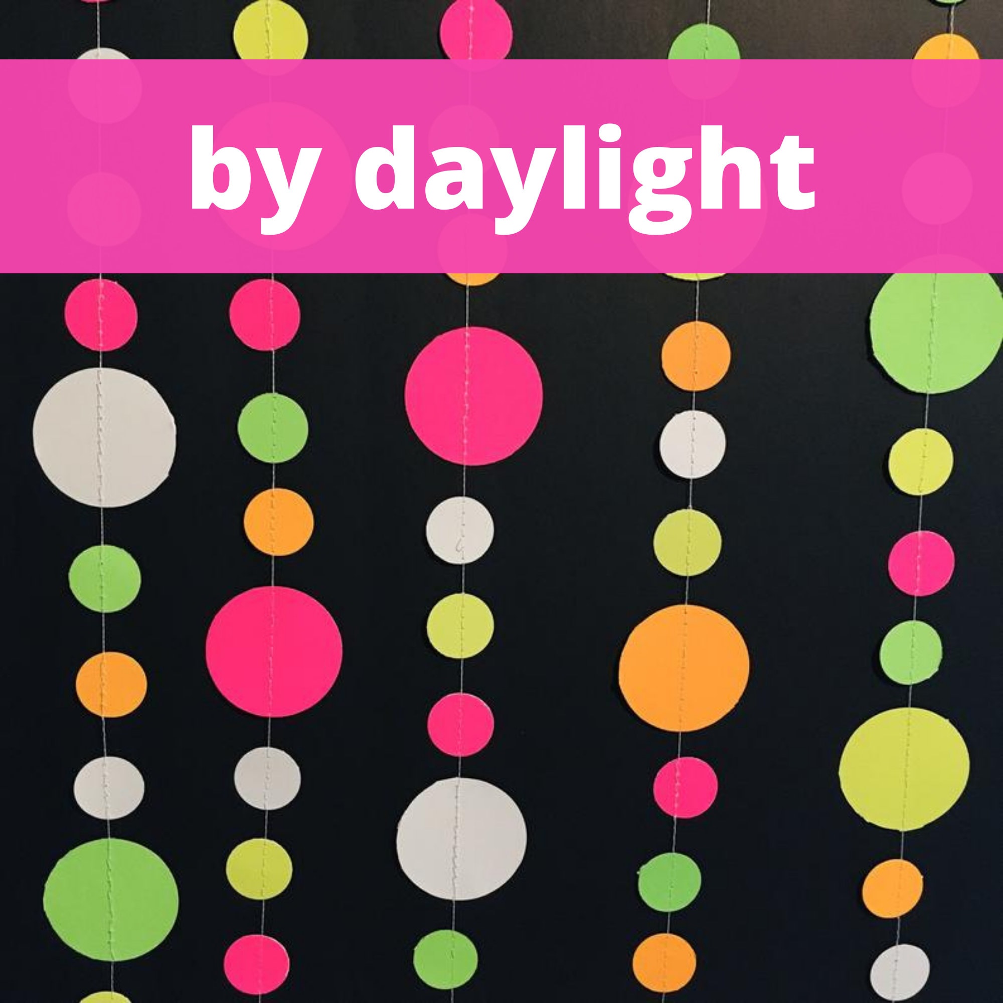32 Sheets Neon Papers Glow Party Decorations,Neon Paper Garland Circle  Dots,UV Blacklight in The Dark for Dance Floor,Birthday,Wedding,Party