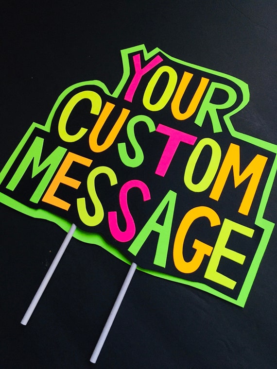 Glow Party Cake Topper, Neon Birthday Cake Topper, Personalized Cake Topper, UV Reflective Cake Decoration, Fluorescent Neon Cake Decor Il_570xn