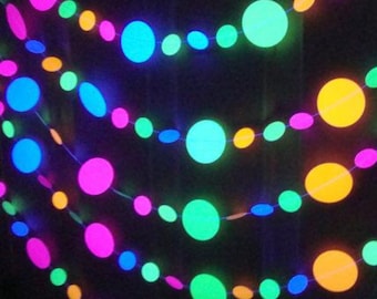 Glow Party Decorations, Neon Garlands, Black Light Party Decor, Sweet 16 Party, Glow Garlands, Skate Party Decor, 80s Party