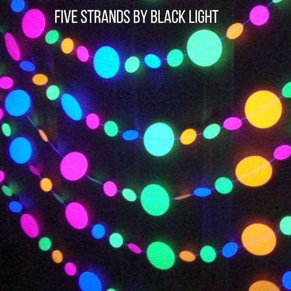 Glow Party Decorations, Neon Star Circle Garland, Black Light Party Decor,  Fluorescent Garland, Sweet 16 Glow Party, 80s Party, Skate Party 