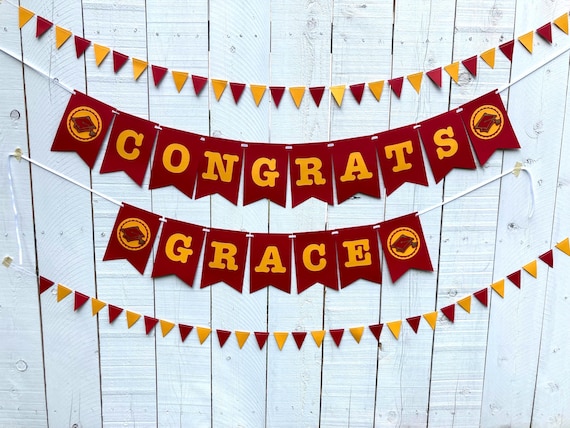 University of Southern California Graduation Banner, CONGRATS Banner, Graduation Party Decor, Cardinal Red and Gold, Iowa State Graduation