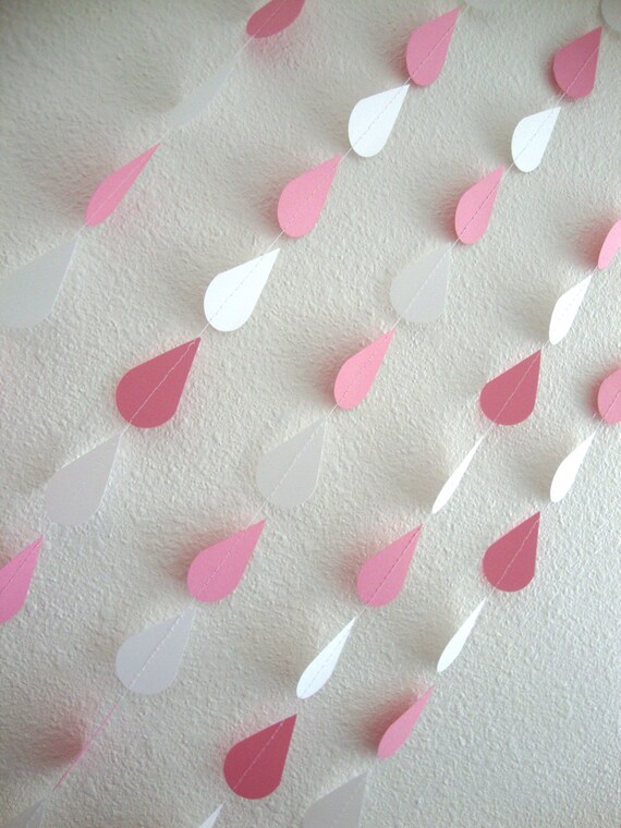 Baby Shower Decor, Raindrop Garland, Pink and White Raindrops, Baby Girl Shower, Sprinkle Garland, Baby Sprinkle Decor, Baby Shower Backdrop Il_570xn