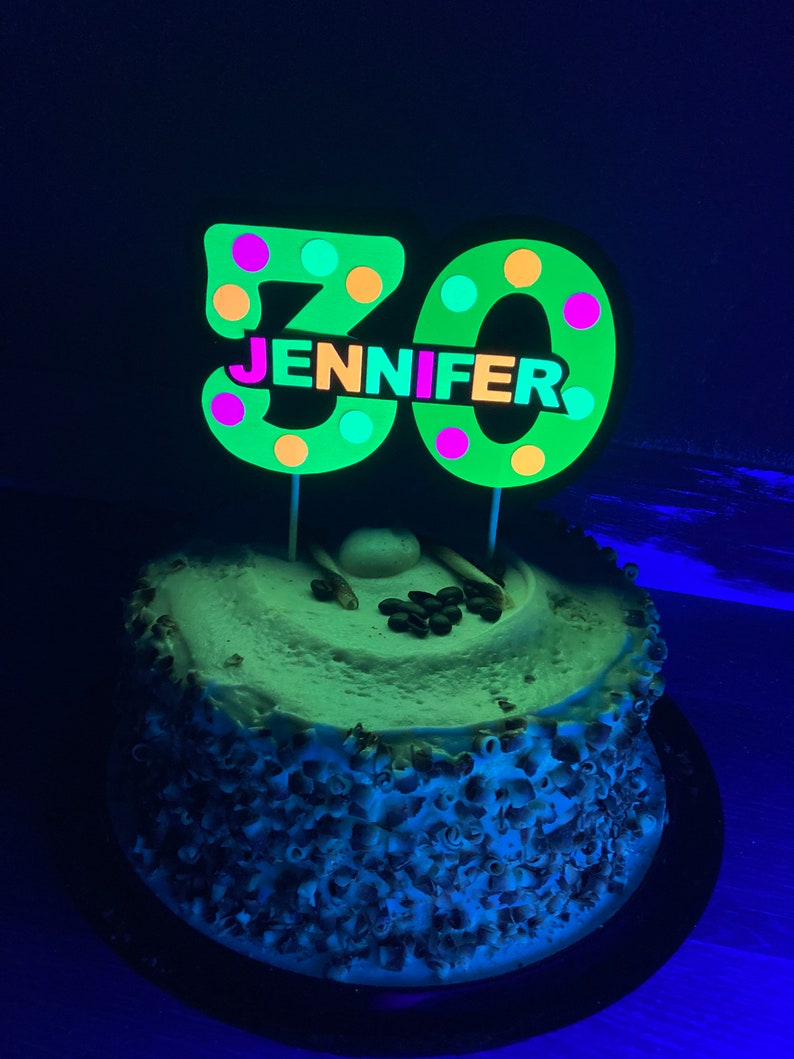 Glow Party Cake Topper Neon Cake Topper Birthday Cake Decor Etsy