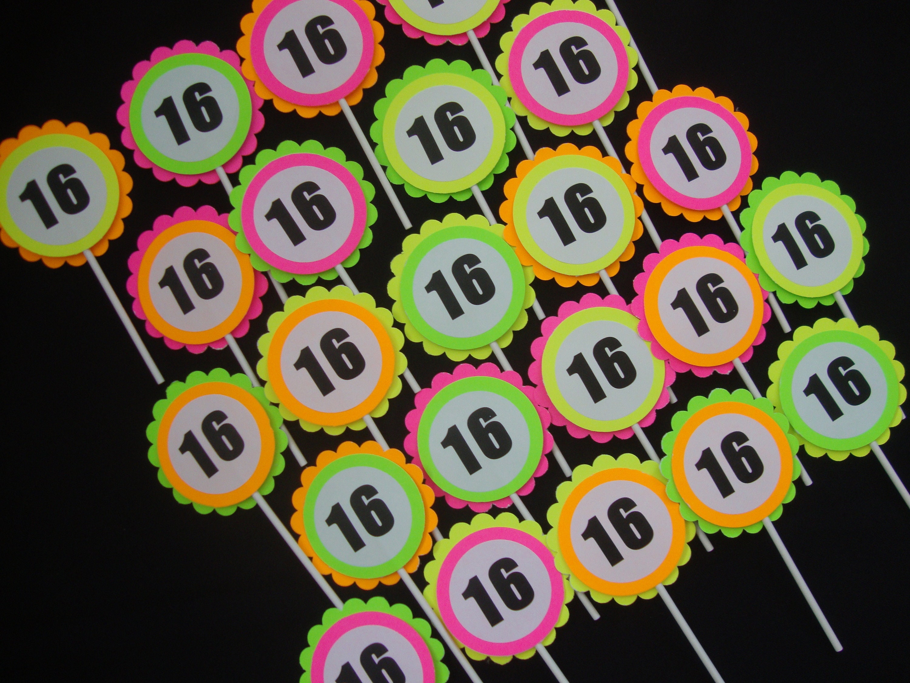 Glow Party Decorations Black Light Neon Party Toppers And Tags